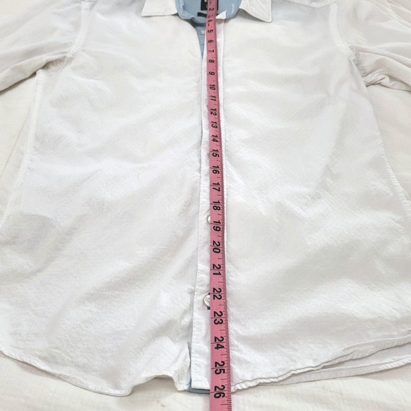 Hugo Boss Crisp White Structured Textured Slim Fit Tailored Button Down Blouse S - Picture 12 of 12